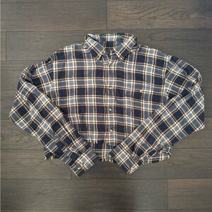 Urban Outfitters Navy Plaid Crop Top